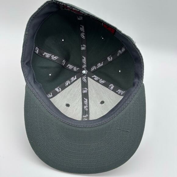 Pit Bull Flat Fitted Baseball Hat 7.5 Solid Teal Vintage Cap New with Stickers - Picture 6 of 9